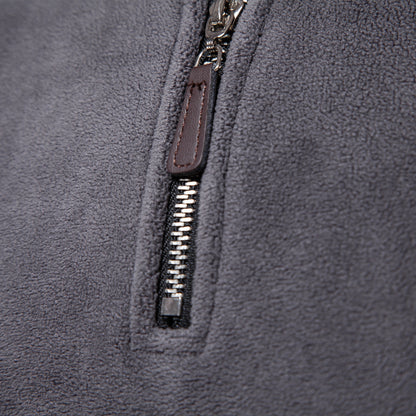 Men's Autumn And Winter New Stand Collar Half Zip Long-sleeved Sweater GlamzKart