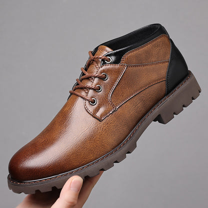 HPIOPL4999 Martin Boots Men's Boots Plus Size Lace Up Low Top 4999 Brown GlamzKart