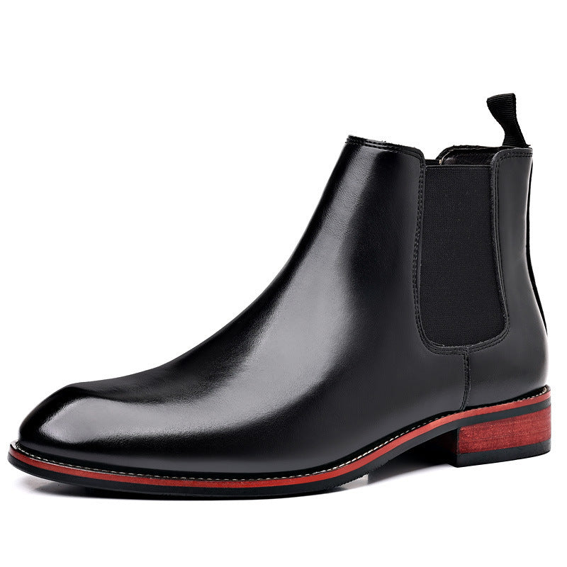Chelsea Boots Men's Autumn Breathable Pointed Toe Black GlamzKart