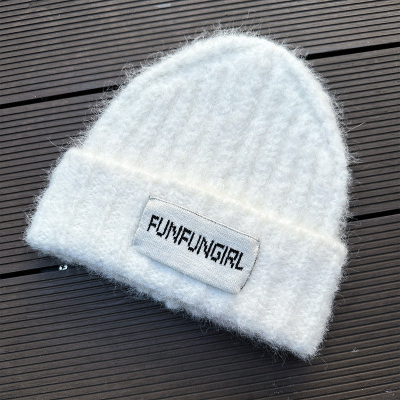 Simple All-matching Warm Sleeve Cap Windproof And Cold-resistant Ear Protection White Free Size GlamzKart