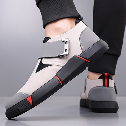 Men's Casual Leather Shoes Comfortable Slip-on Low-top Velcro Non-slip Flat Heel Shock Absorption GlamzKart