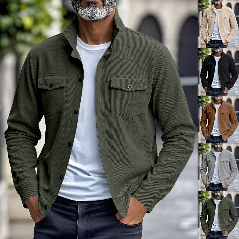 Simple Versatile Multi-pocket Long Sleeve Stand-up Collar Jacket Men's Clothing GlamzKart