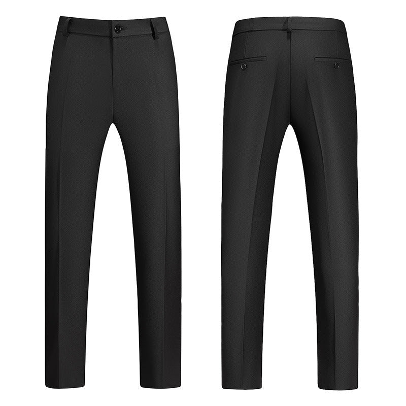 New Boys Straight Solid Color Business Wear Draping Effect Casual Suit Pants GlamzKart