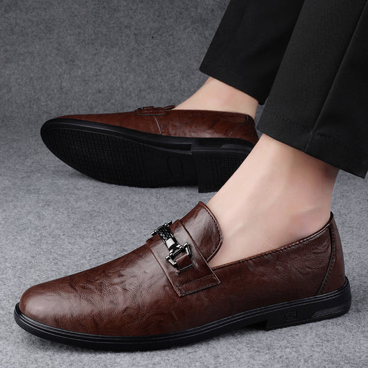 Gentleman Formal Wear Low-top Slip-on Cowhide Shoes GlamzKart