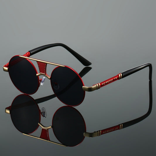 Men's Double Beam Round Frame Classic HD Fashion Sunglasses GlamzKart