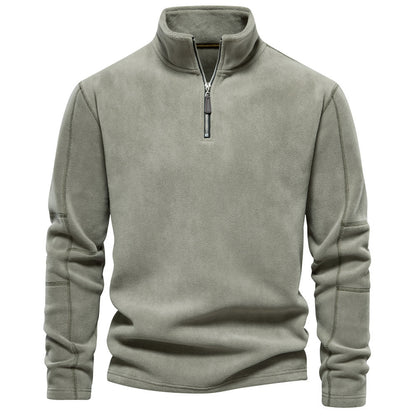 Men's Autumn And Winter New Stand Collar Half Zip Long-sleeved Sweater GlamzKart