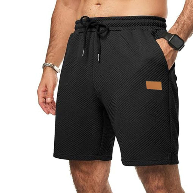 Casual Elastic Waist Drawstring Beach Vacation Shorts Black GlamzKart