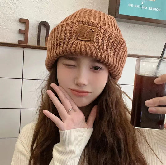 Autumn And Winter Warm-keeping And Cold-proof Ear Protection Beanie Hat Makes Face Look Smaller Knitted Hat GlamzKart