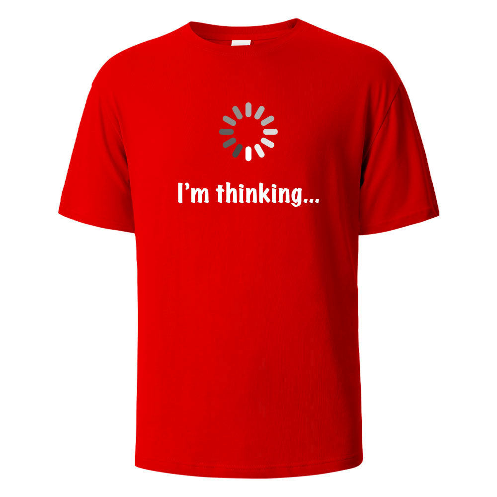 I'm Thinking About Interesting Printed T-shirt Red GlamzKart