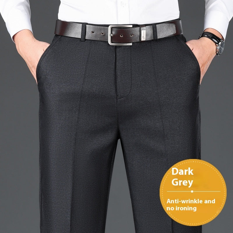 Men's Casual Pants Loose Straight Business Trousers Thick Dark Gray Section GlamzKart