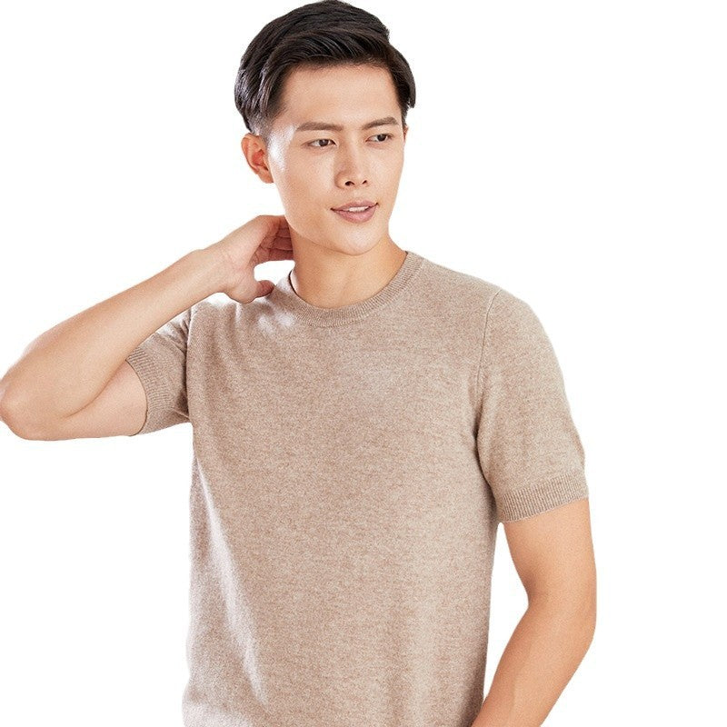 Men's Autumn And Winter Full Wool Short Sleeve Round Neck Sweater GlamzKart