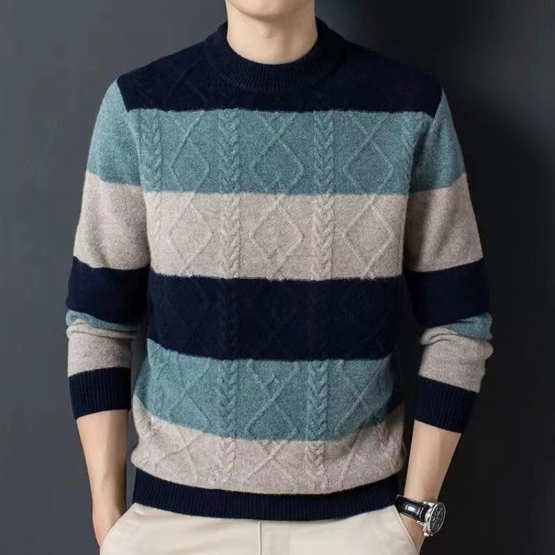 Autumn And Winter Pure Color Youth Business Casual Loose Round Neck Cashmere Knitted Bottoming Shirt GlamzKart