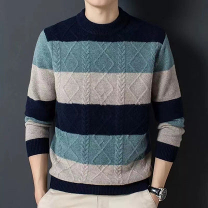 Autumn And Winter Pure Color Youth Business Casual Loose Round Neck Cashmere Knitted Bottoming Shirt GlamzKart