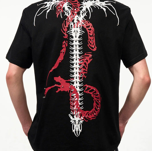 Rivet Backbone Spirit Snake Padded Shoulder Short Sleeve GlamzKart