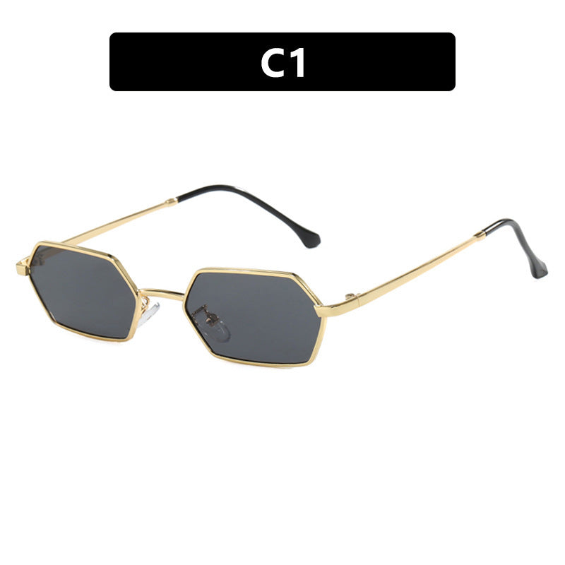 Women's Fashion Personality Polygonal Sunglasses As Shown In The Figure Gold Frame Gray Piece GlamzKart