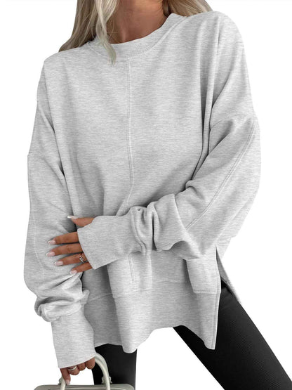 Fashion Casual Round Neck Pullover Loose Sports Long-sleeved Sweater