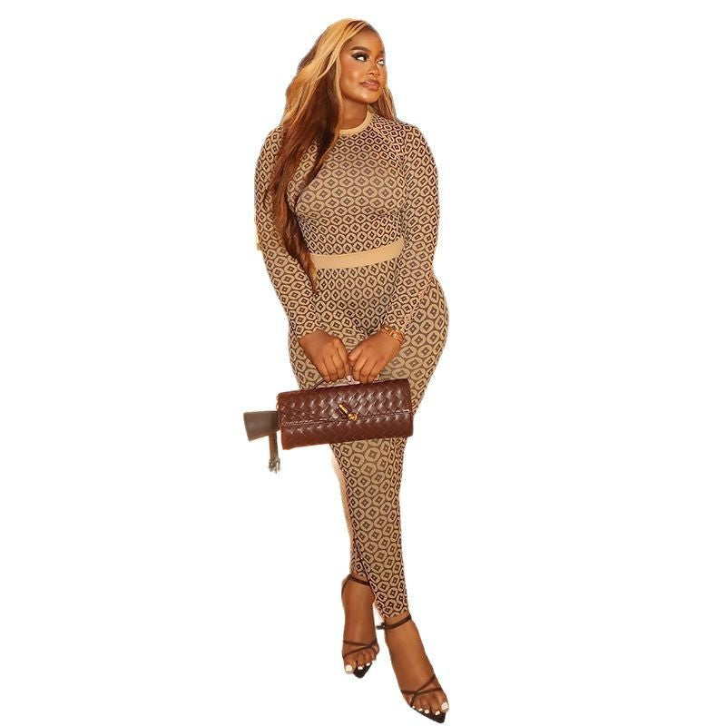 Women's Round Neck Long Sleeve Jumpsuit GlamzKart