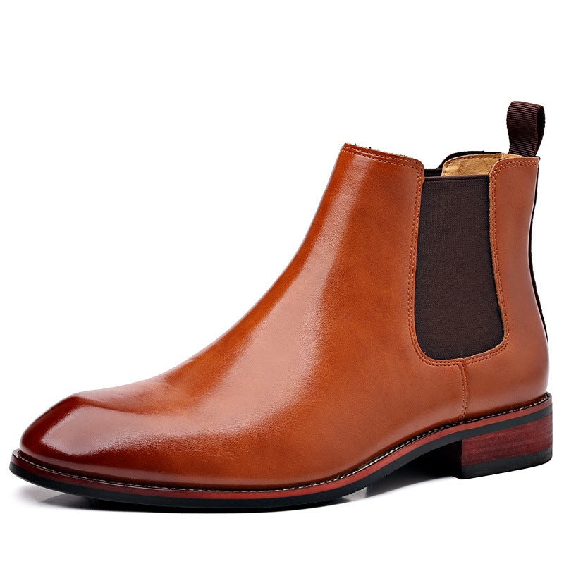 Chelsea Boots Men's Autumn Breathable Pointed Toe Brown GlamzKart
