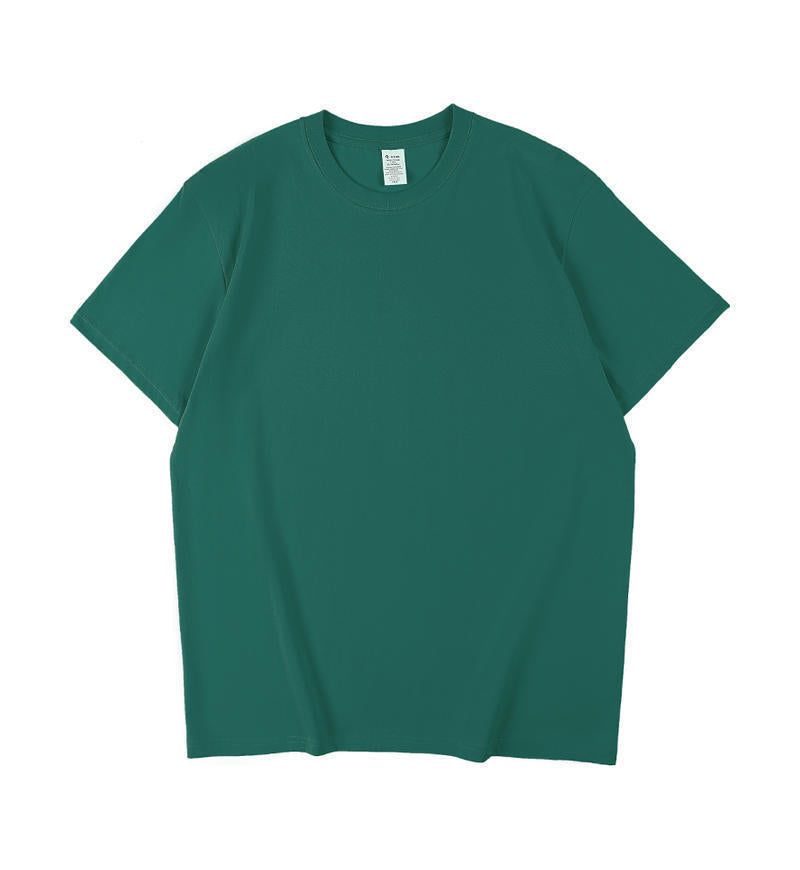 All-matching Round Neck Short Sleeves Loose Dark Green GlamzKart