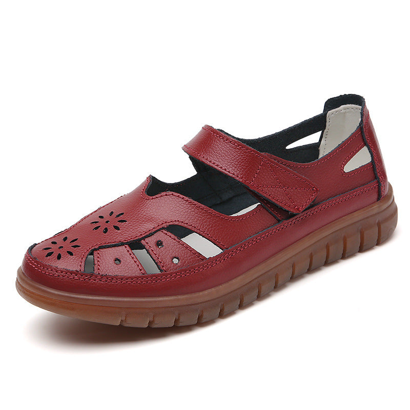 New Plus Size Hollow-out Hole Shoes For Women Wine Red GlamzKart
