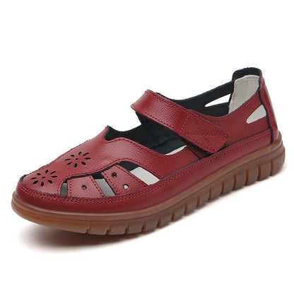 New Plus Size Hollow-out Hole Shoes For Women Wine Red GlamzKart