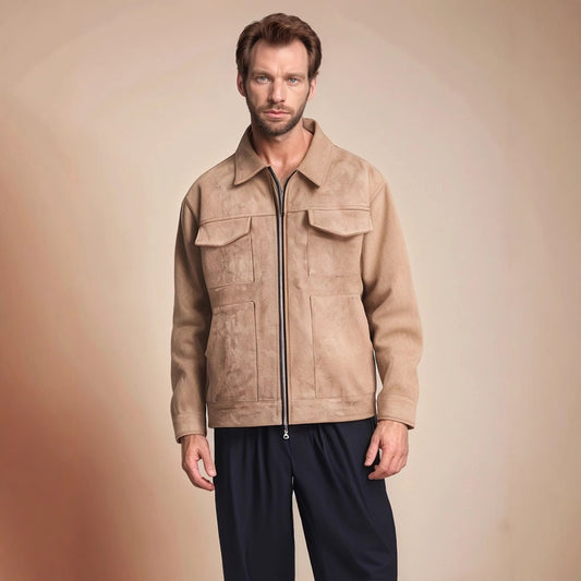 Fashion Men's Fur Zipper Big Pocket Jacket Coat GlamzKart