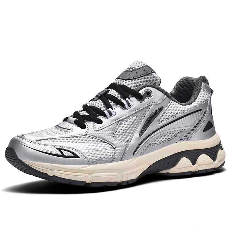 Flying Woven Breathable Increased Fashionable Soft Sports Men's Shoes Gray Silver GlamzKart