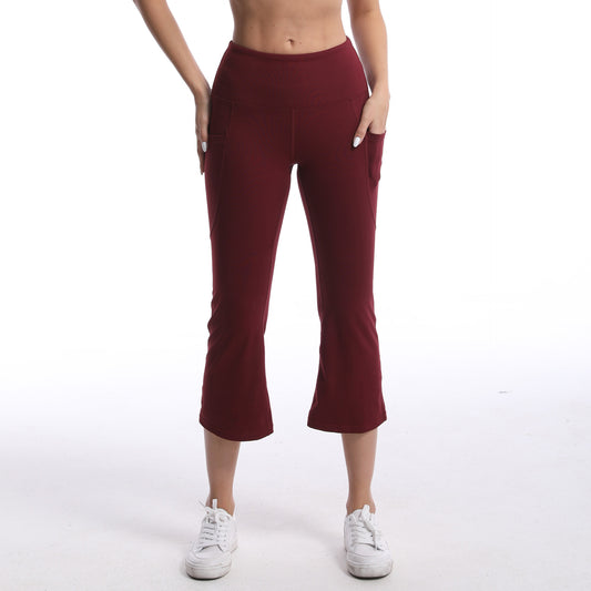 Pocket Solid Color Stretch Hip Lift Sports Nude Feel Yoga Leggings GlamzKart