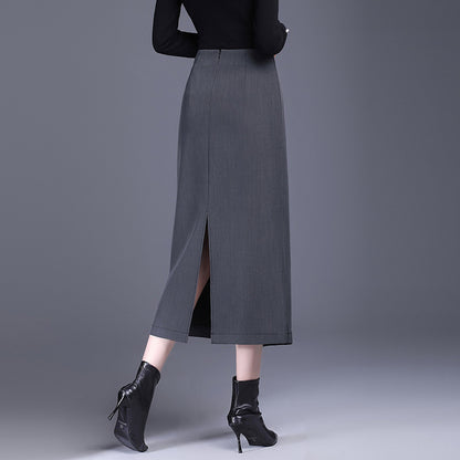 Draping Irregular Straight Women's Split Sheath Skirt GlamzKart