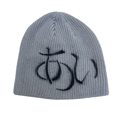 Street Style Letters Pile Heap Cap Beanie Hat Female Autumn And Winter Street Japanese Gray M GlamzKart