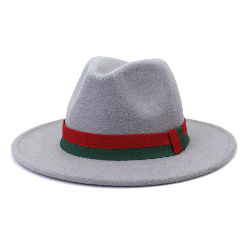 Big Brim British Style Woolen Jazz Top Hat Light Gray 58cm GlamzKart
