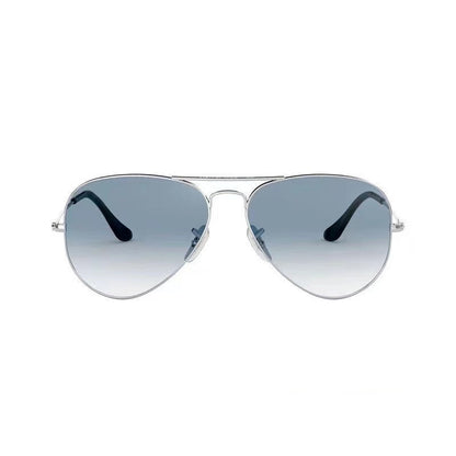 Tempered Glass Sunglasses UV Protection Glasses Silver Frame Gradient Blue GlamzKart