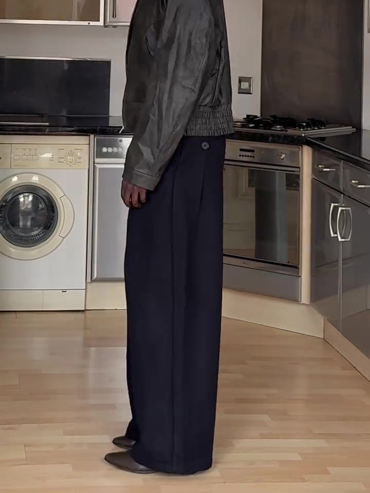 Black High-waisted Double-button Wide-Leg Pants GlamzKart