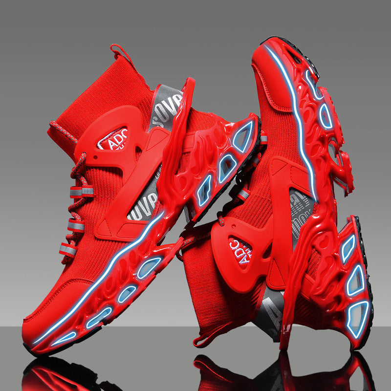 Men's High-top Shock-absorbing Running Mesh Sneaker GlamzKart