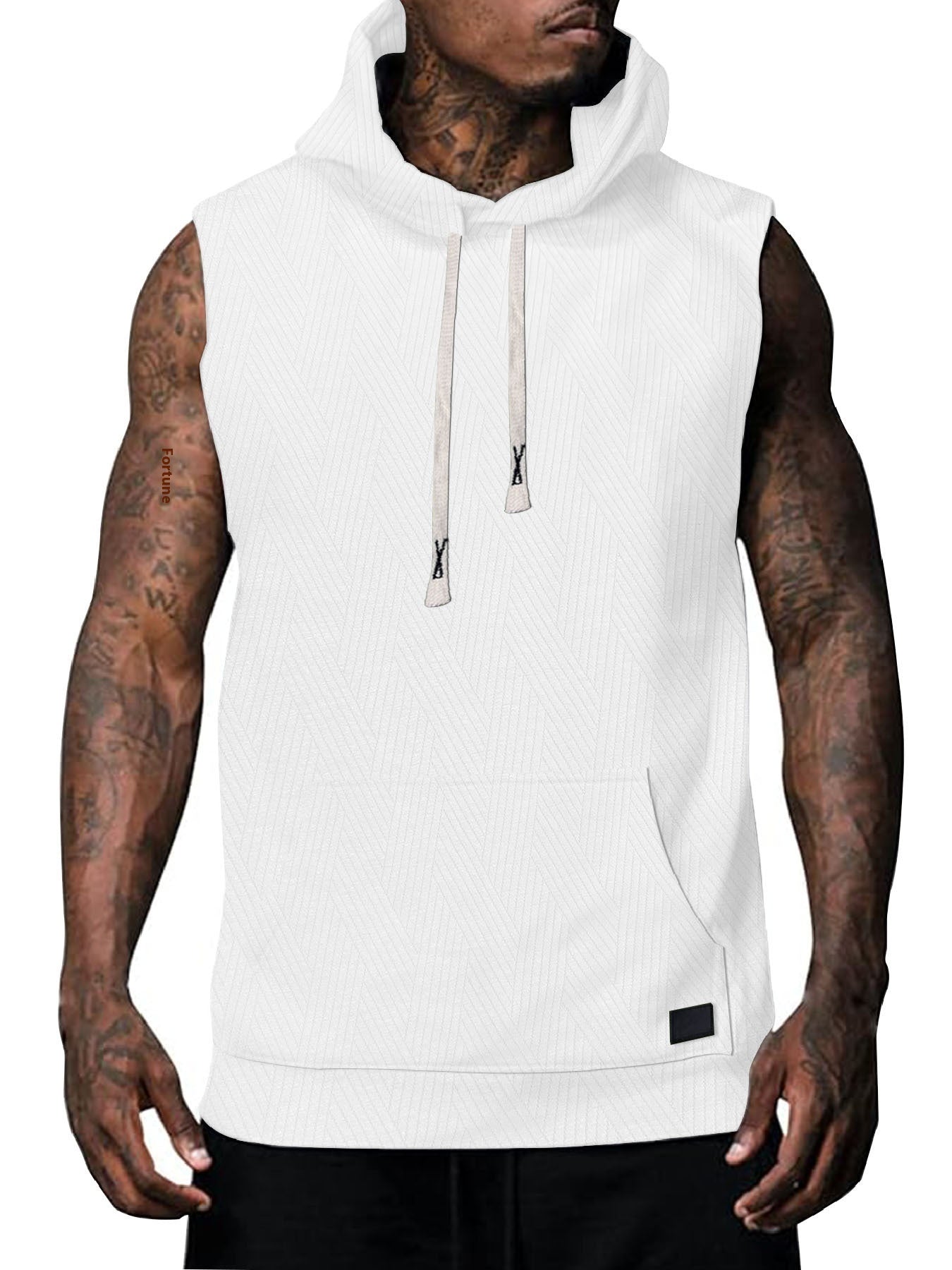 Sleeveless Vest Top Men's Waistcoat Hooded White GlamzKart