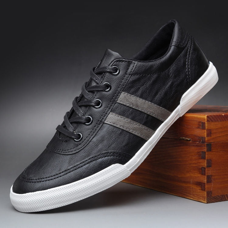 Men's Shoes Spring And Summer Breathable Fashionable Shoes Casual Odor-destroying Leather Black Thin Shoes GlamzKart