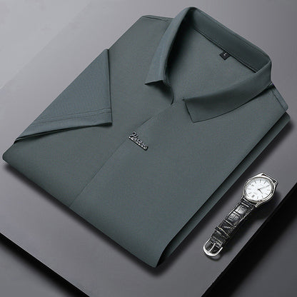 Ice Silk Short Sleeve Men's Fashion Casual Lapel Bean Green GlamzKart