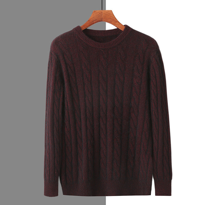 Plus Size Men's Thickened Mink Sweater Woolen Sweater Brown GlamzKart