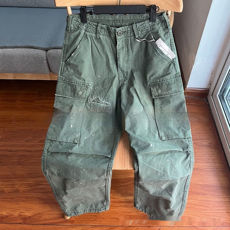 Men's Large Loose Pockets Wear-resistant Washing Paratrooper Pants GlamzKart