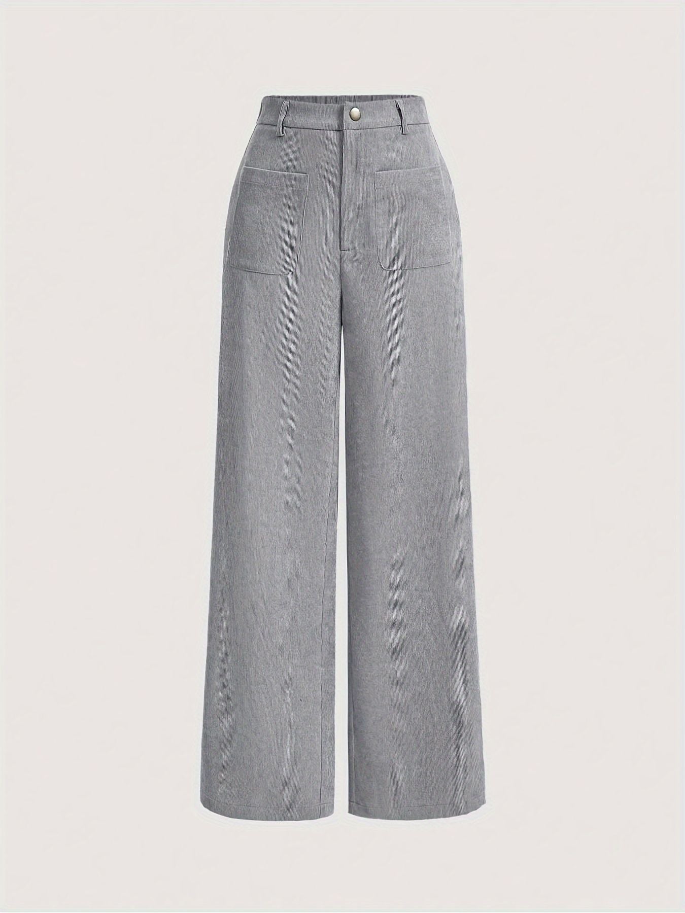 Tall Loose All-matching Corduroy Retro Straight-leg Trousers Gray GlamzKart