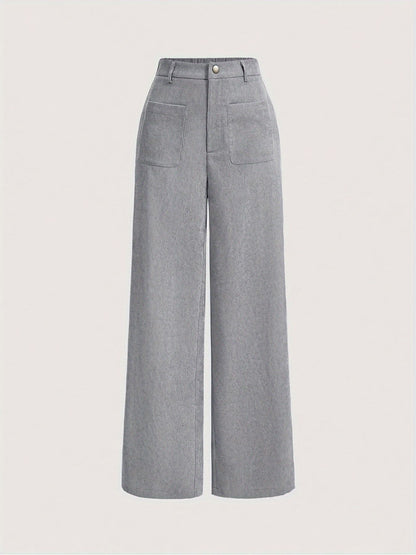 Tall Loose All-matching Corduroy Retro Straight-leg Trousers Gray GlamzKart