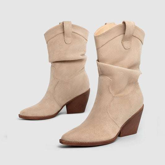 Thick Heel Brown High Heels Women's Ankle Boots GlamzKart