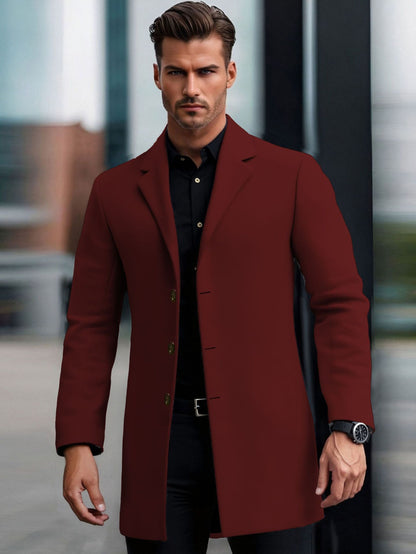 Lapel European And American Lapel Slim Coat Brown GlamzKart