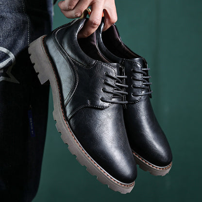 British Style Retro Casual Leather Shoes Men's Casual 3913 Black GlamzKart