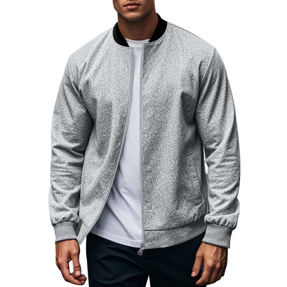 Long-sleeve Zipper Baseball Uniform Coat Jacket Light Gray GlamzKart