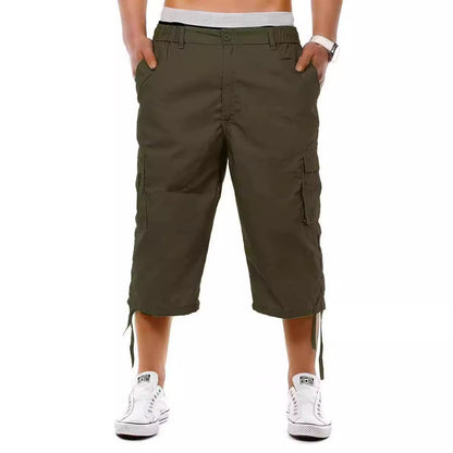 Men's Casual Multi-pocket Workwear Shorts Loose Outdoor Casual Pants Army Green GlamzKart