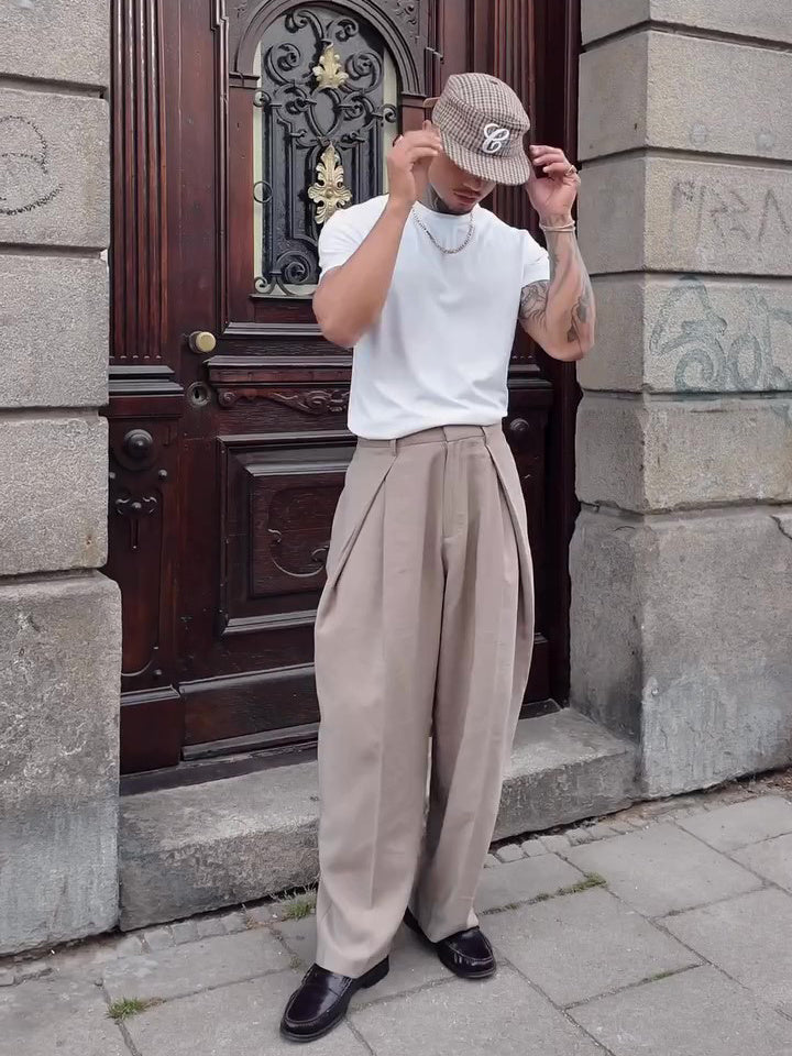 Men's High Waist Pleated Pants GlamzKart