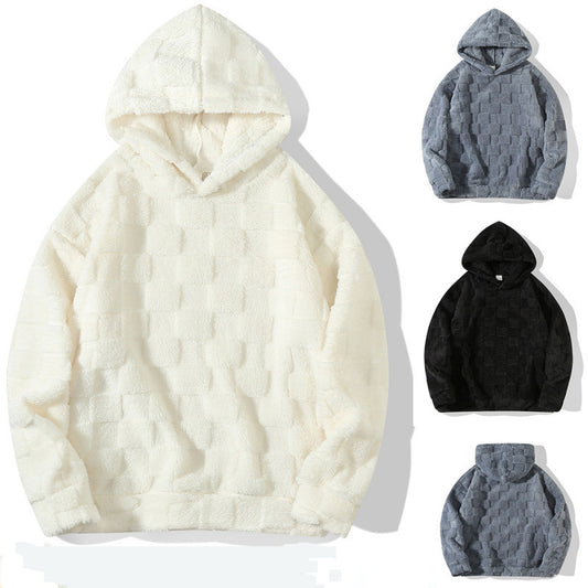 European Size Large Plaid Hooded Loose Sweater GlamzKart
