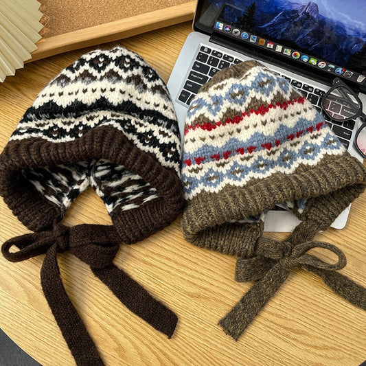 Winter Vintage Hat Bag Cap Warm Ear Protection Wool Hat GlamzKart
