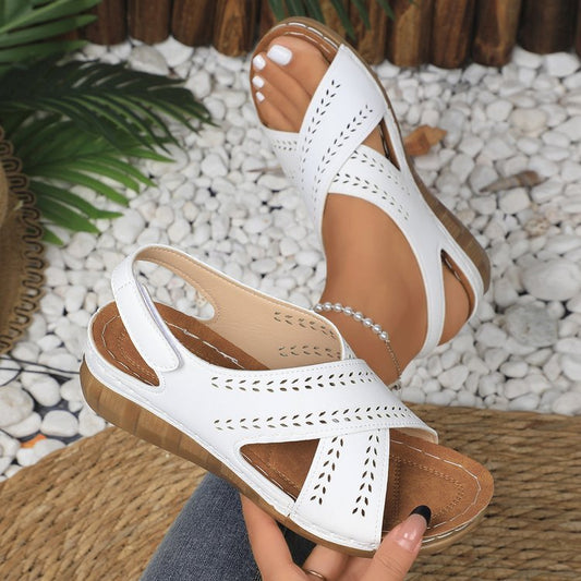 Plus Size Wedge Women's Back Strap Velcro Sandals GlamzKart